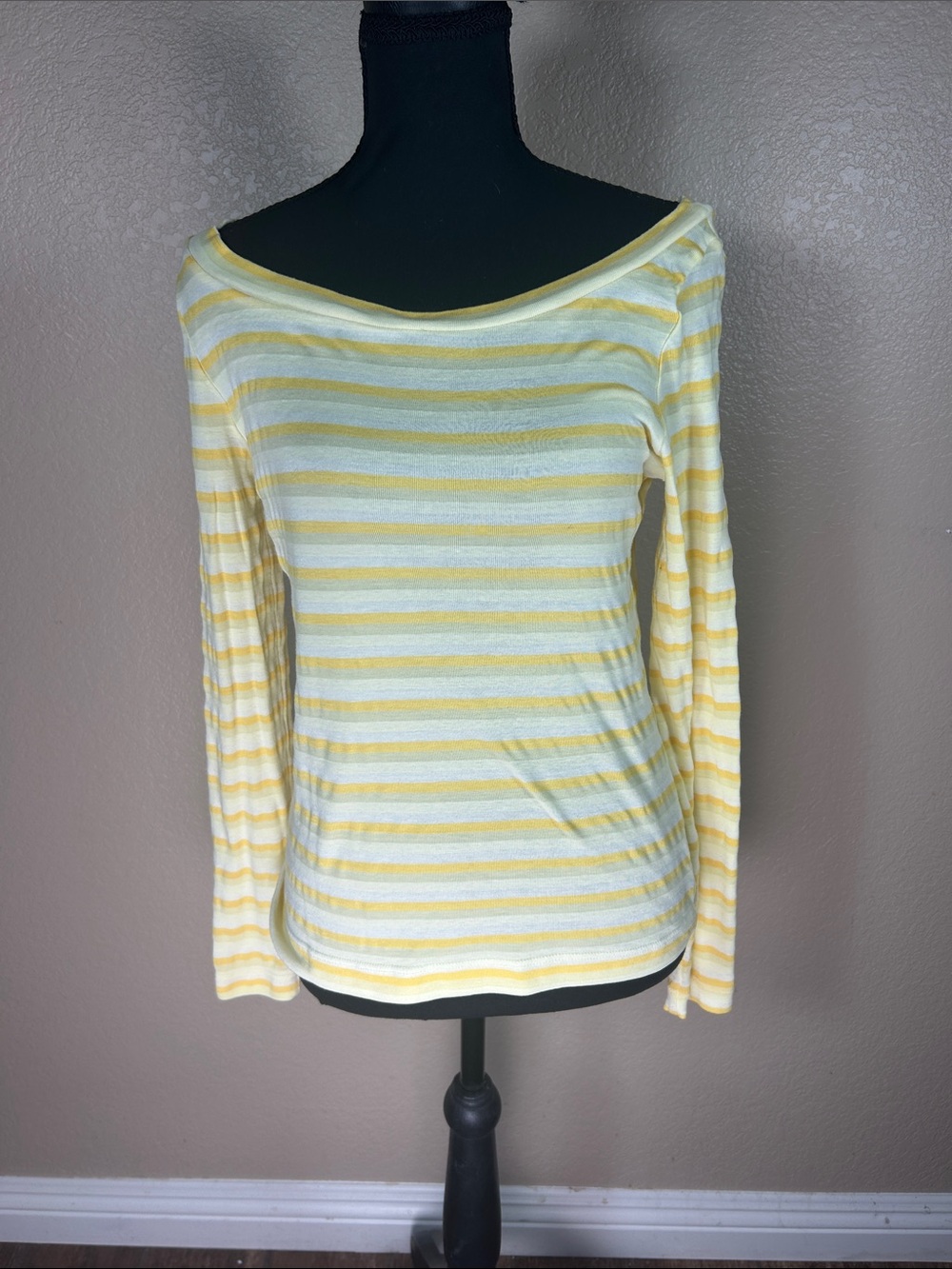 Banana Republic Pastel Striped Boat Neck Long Sleeve Top Size M